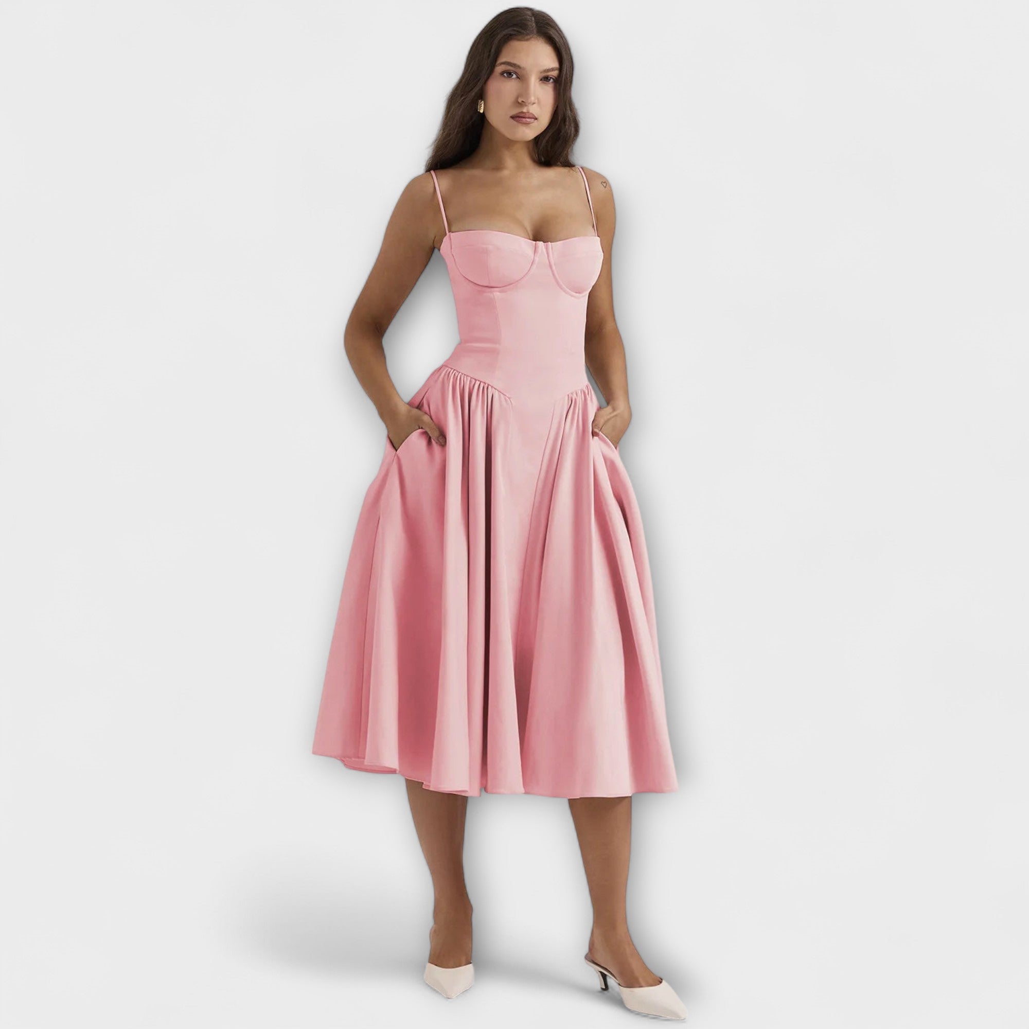 Rosalie - Elegantiškas be rankovių korseto suknelė