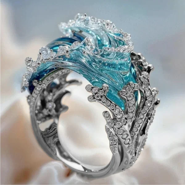 Perlas | Oceaninis žiedas su bangų dizainu